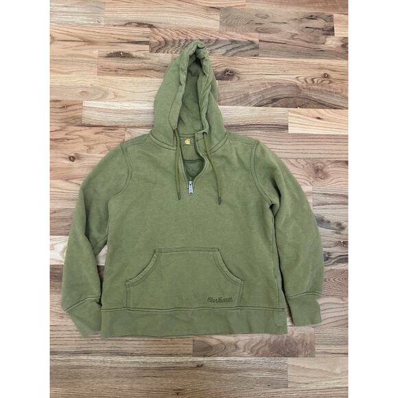 Carhartt Kids Green Quarter Zip Hoodie Size L (12/14) - Picture 1 of 3